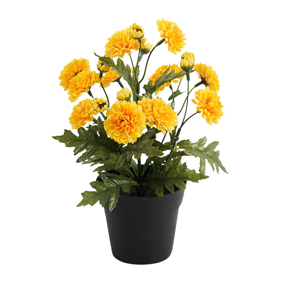 Potted Artificial Yellow Mum 20z20x27cm