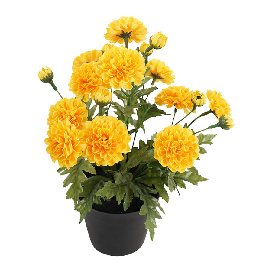 Potted Artificial Yellow Mum 20z20x27cm