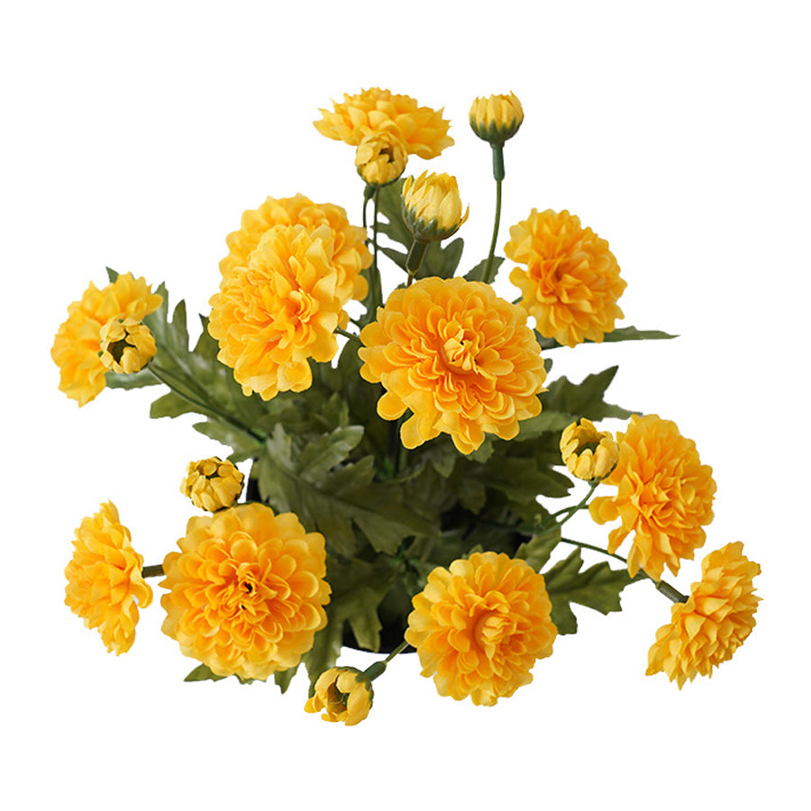 Potted Artificial Yellow Mum 20z20x27cm