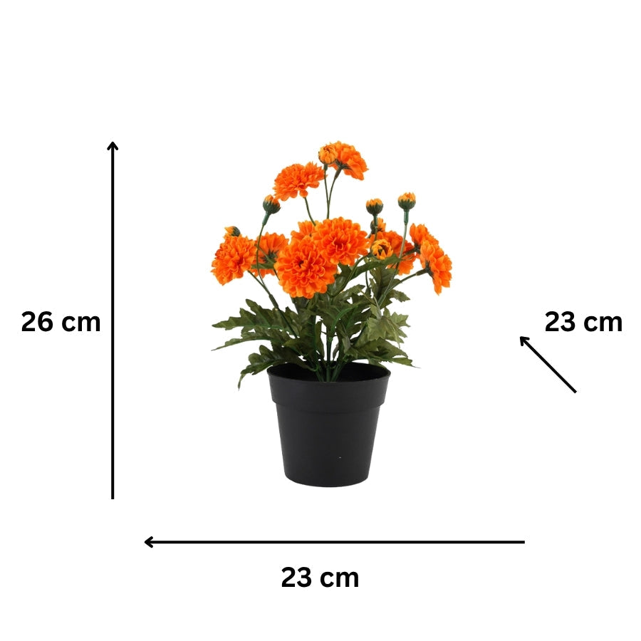 Potted  Artificial Orange 'Mum' Chrysanthemum 23x23x26cm
