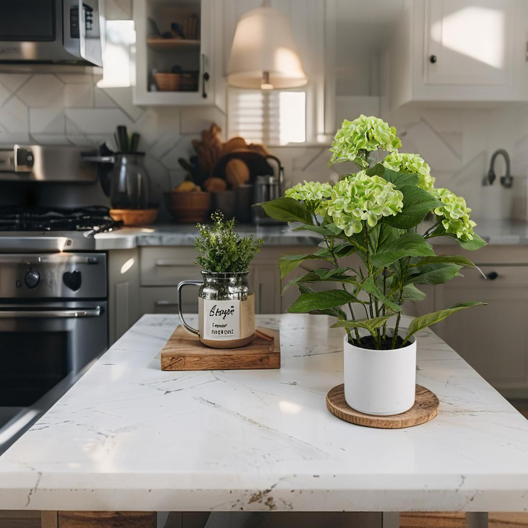 Potted Artificial Green Hydrangea 35x35x50cm