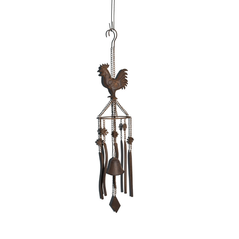 Hanging Chicken Windchime + Cast Iron Bell 13.5x13.5x78.5cm