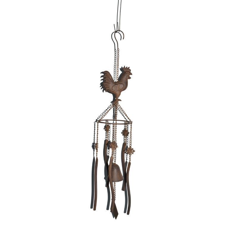 Hanging Chicken Windchime + Cast Iron Bell 13.5x13.5x78.5cm