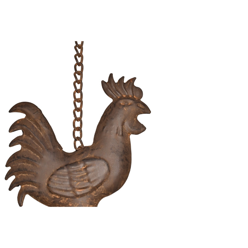 Hanging Chicken Windchime + Cast Iron Bell 13.5x13.5x78.5cm