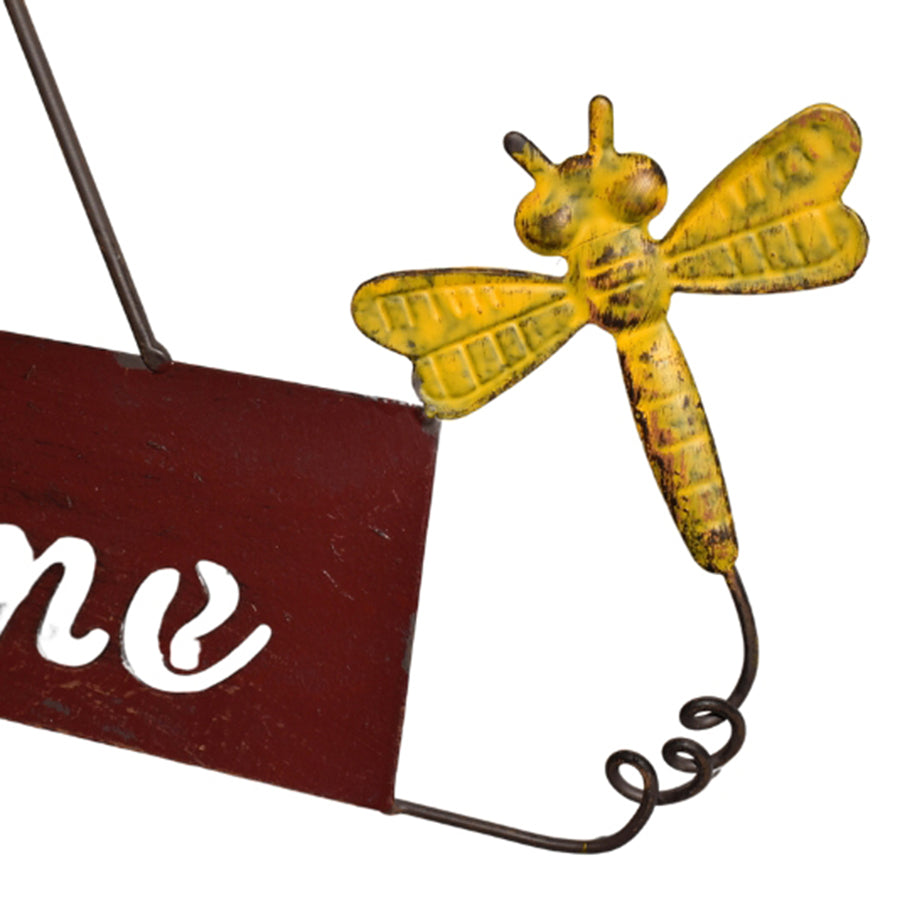 Hanging Welcome Windmill w/Bell + Dragonfies 31.5x6.5x88cm