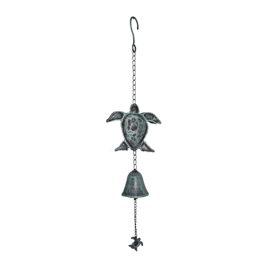 Hanging Turtles w/Cast Iron Bell 14.5x7.5x62cm