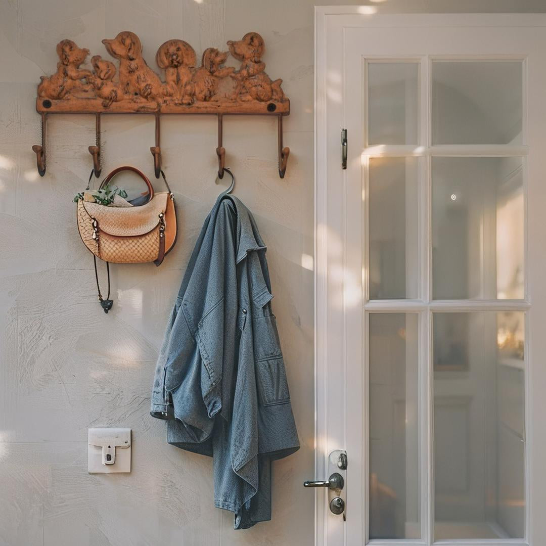 Cute Dogs 5-Hook Wall Hanging 22.5x2.5x12cm