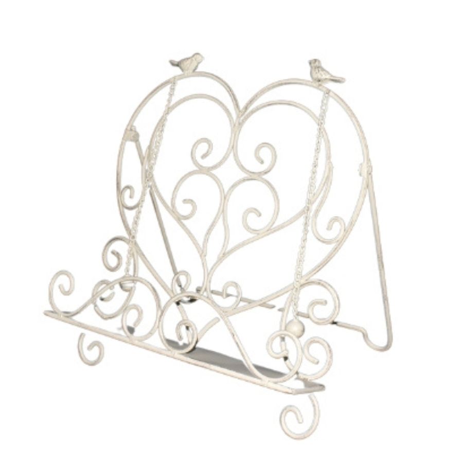 Heart-Shape Recipe/Book Stand w/Birds 32.5x25x35cm