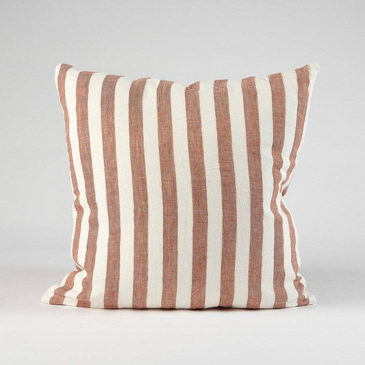 Santi Linen Cushion - White/Nutmeg Stripe