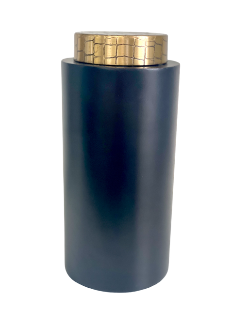 103P - Jar Antique Brass/Black Croc Lrg 24Cm