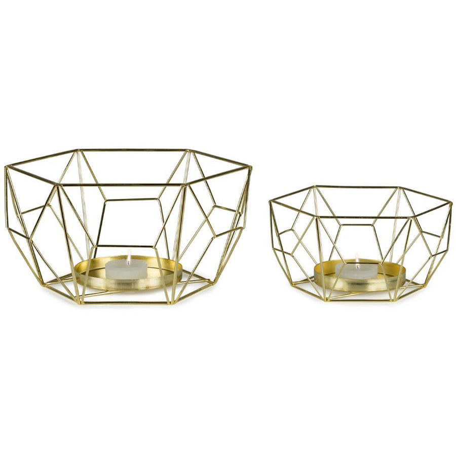 Set/2 Nested Luxe Geometric Candleholder 22x11/16x8cm(1/12)