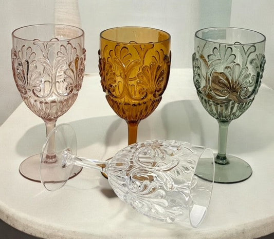 11Wine - Acrylic Scallop Design Wine Glass - Pick Your Colour 2 Packs Of 12