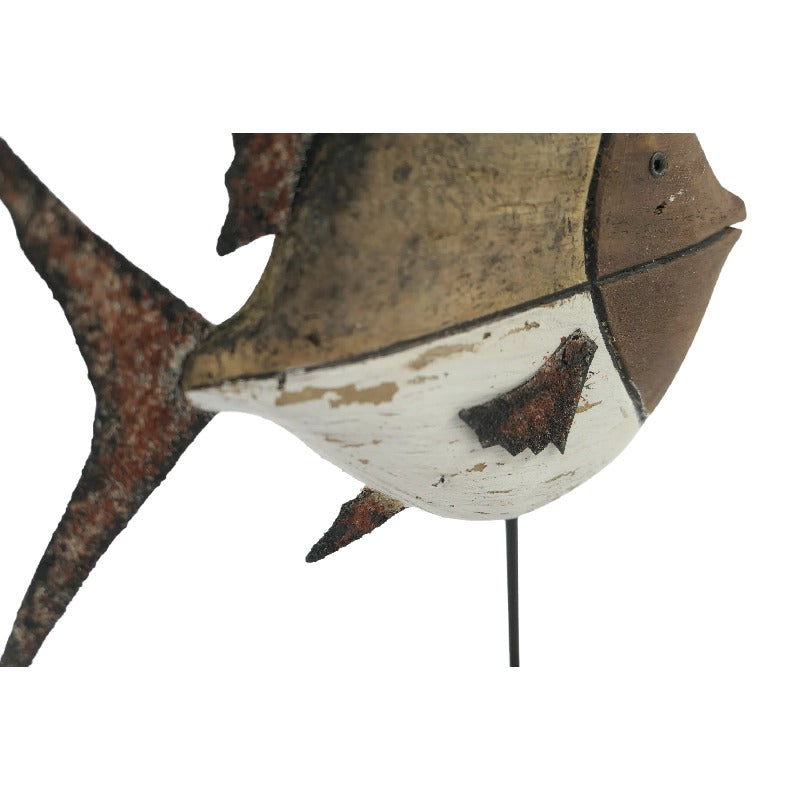 Set/2 Asst Size Handcrafted Fish on Base 22x7x28/15x6x20