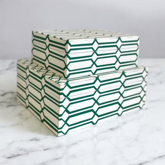 130C Resin Decor Box Moss Green Links Large