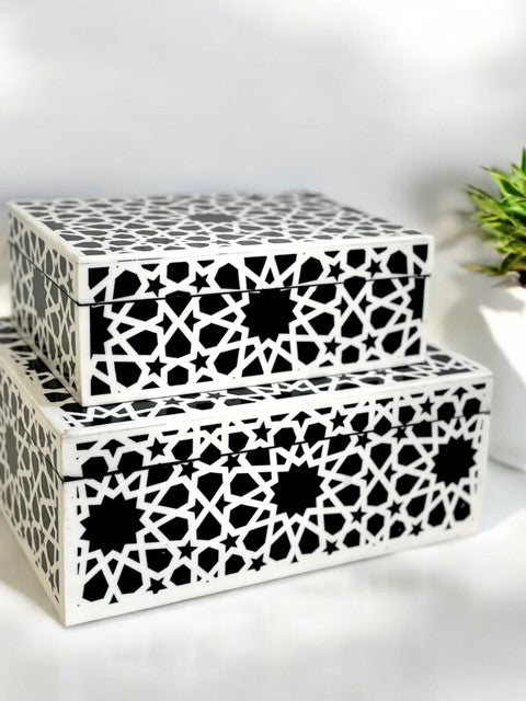 131E Decor Box Large Black/White 26X21Cm