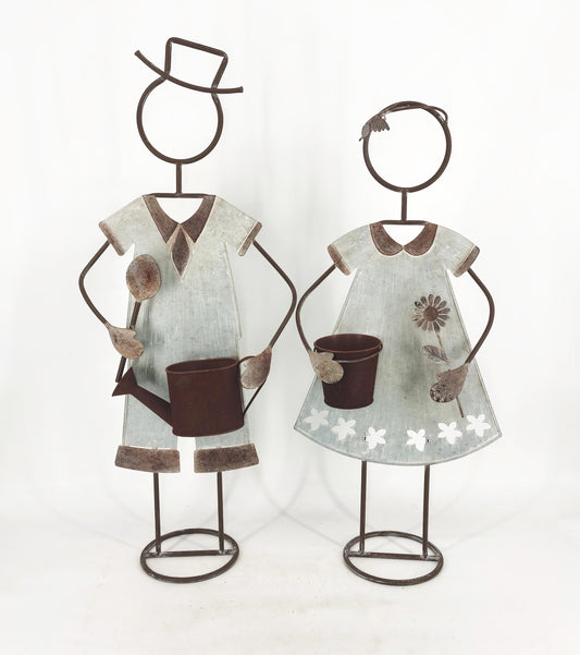 Set/2 Asst Gardening Kids w/Planters 34x16x82/33x18x73cm