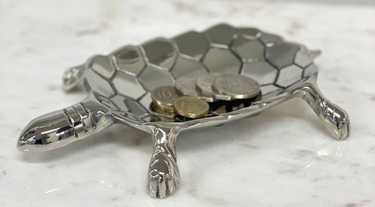147J - Silver Tortoise Dish: Coins / Soap