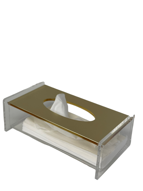 14D - Lacquered Gold Rect Tissue Box Flip Top