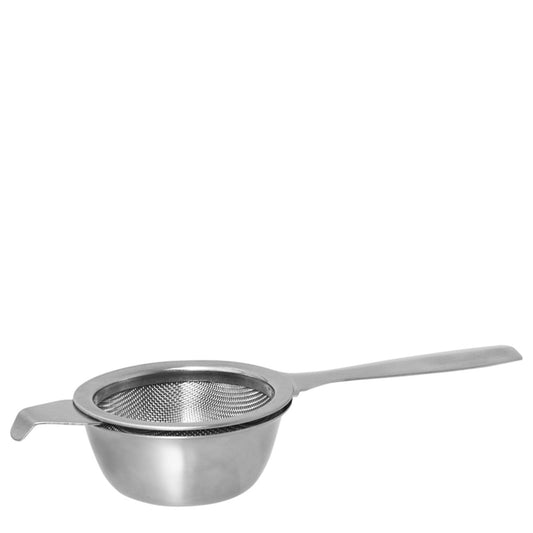Single Handle Tea Strainer With Drip Bowl - 18/8 Stainless Steel