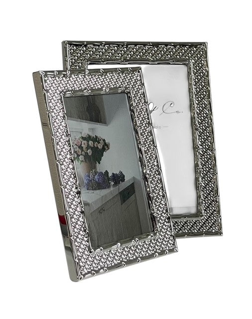 152T Villa Bamboo Silver Weave Frame 4X6"