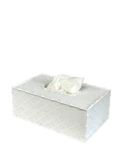 176X - White Weave Rectangle Tissue Box 25X15Cm