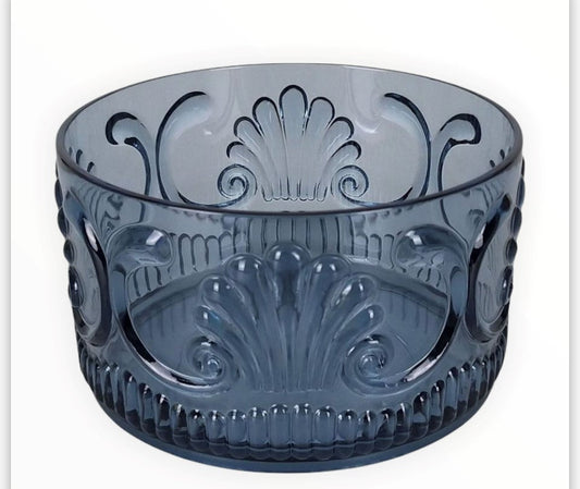 17Bl - Acrylic Snack Bowl Blue 13X7Cm Scollop