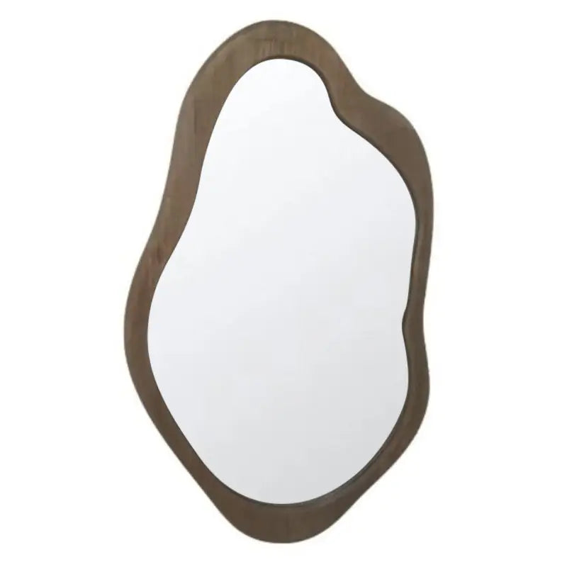 90cm Mid-Century Asymmetric Wood- Framed Wall Mirror 54x3x90cm