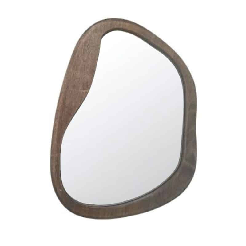 65cm Sleek Mid- Century Asymmetric Wood - Framed Wall Mirror 49x65cm