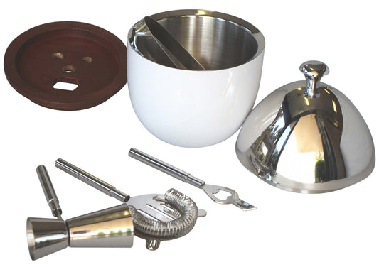 196H - Party Egg White And Stnless Cocktail Set