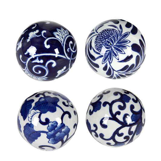 Blue & White 4 Decorator Balls. The Darling Colour Combination For Designers And Decorators