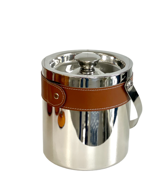 201G - Stainless Steel Ice Bucket:Leather