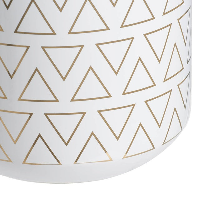 Geo Vase 20 Cms High Indoor/Outdoor. Our Geo Vase Small  With A Gloss White Finish And Gold Trim