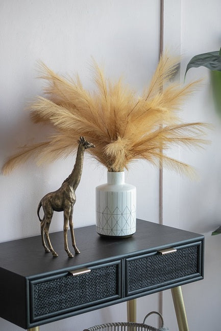 Geo Vase Tall Ceramic 25Cms High Indoor Or Outdoor. Our Geo Vase Small  With A Gloss White Finish And Gold Trim