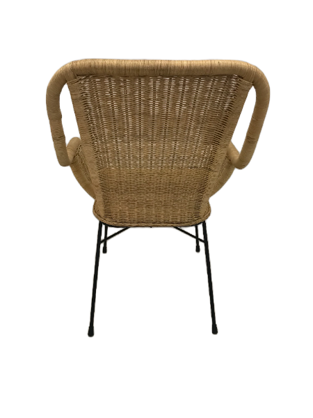 Palmview Rattan Armed Dining Chair. Rattan Casual Armchair. Solid Iron Construction. No Assembly Required