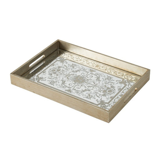 Floral Mirrored Rectangular Tray. Mirrored Tray Feature. Place It On The Coffee Table Or Dining Table To Keep Things Organized
