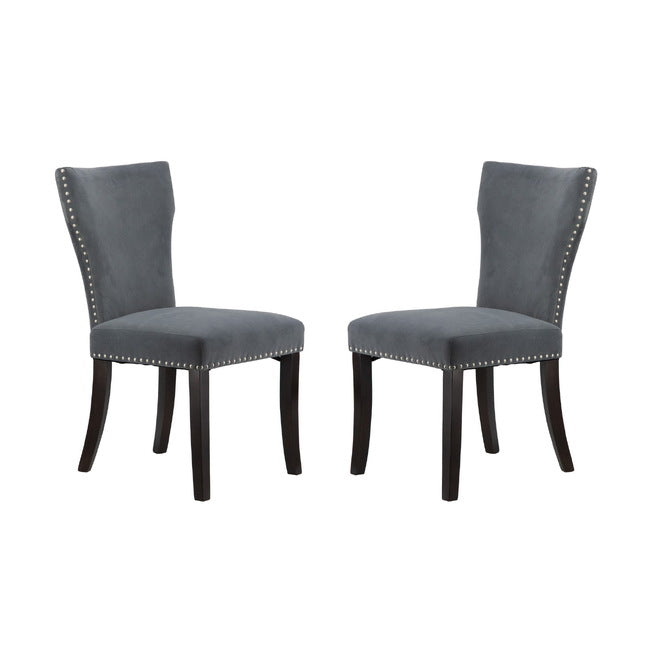 Chairs Studded Grey Velvet Look Armless Dining Chairs Set Of 2. Distinct Aesthetic Of Luxury