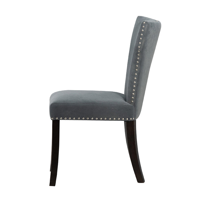 Chairs Studded Grey Velvet Look Armless Dining Chairs Set Of 2. Distinct Aesthetic Of Luxury