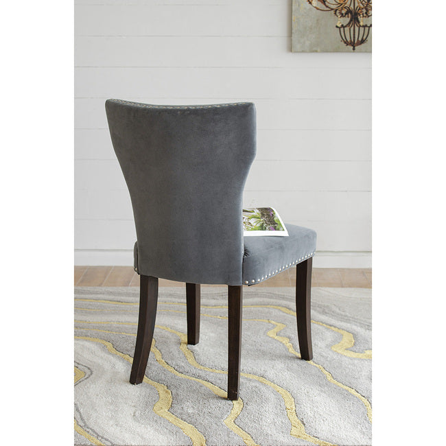 Chairs Studded Grey Velvet Look Armless Dining Chairs Set Of 2. Distinct Aesthetic Of Luxury