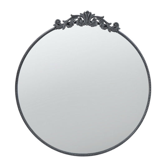 Baroque Black Round Wall Mirror 98Cm. The Black Framing Makes This A Striking Focal Piece.