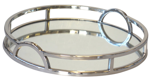 209P - Round Mirror Tray Arch Handles Lrg 49Cm