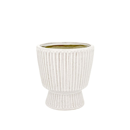 Taylor Ribbed White Planter Small