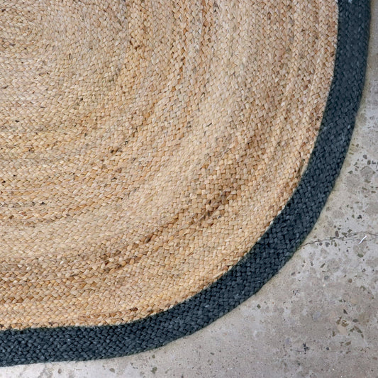 Nomad Oval Navy Jute Braided Rug