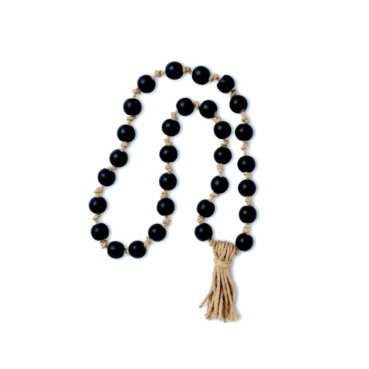 Maya Black Beads With Jute Tassel