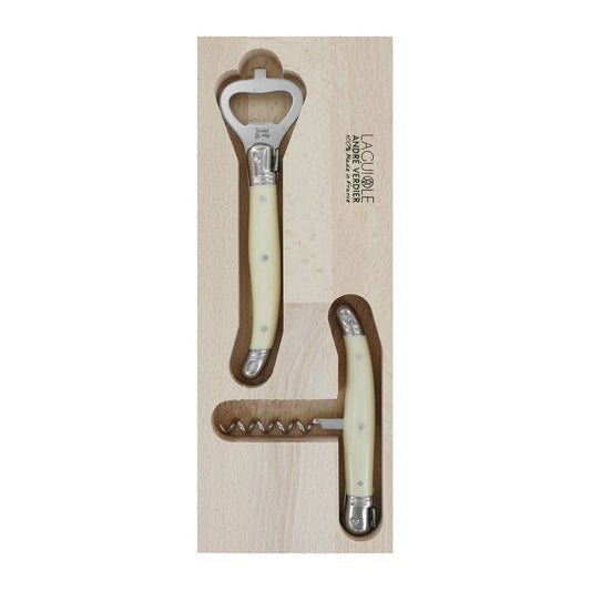 Andre Verdier Debutant Apero - Corkscrew & Bottle Opener - Ivory -2pcs Set