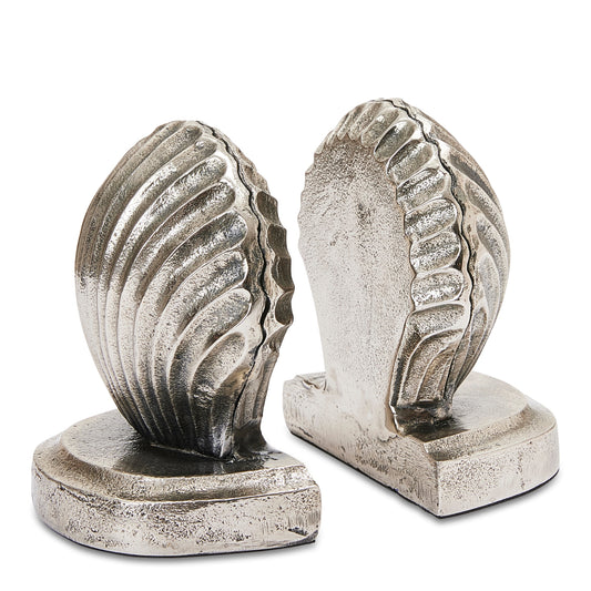 Scallop Shell Silver Bookend Set