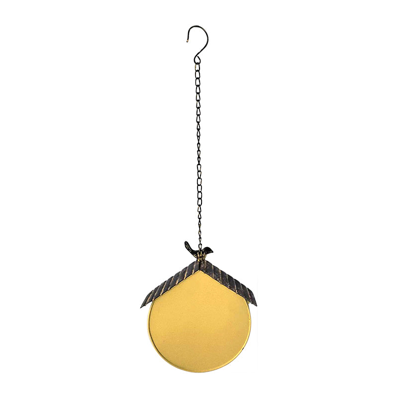 Hanging Yellow Distressed Birdhouse on chain 20x8x20-60cm (2)