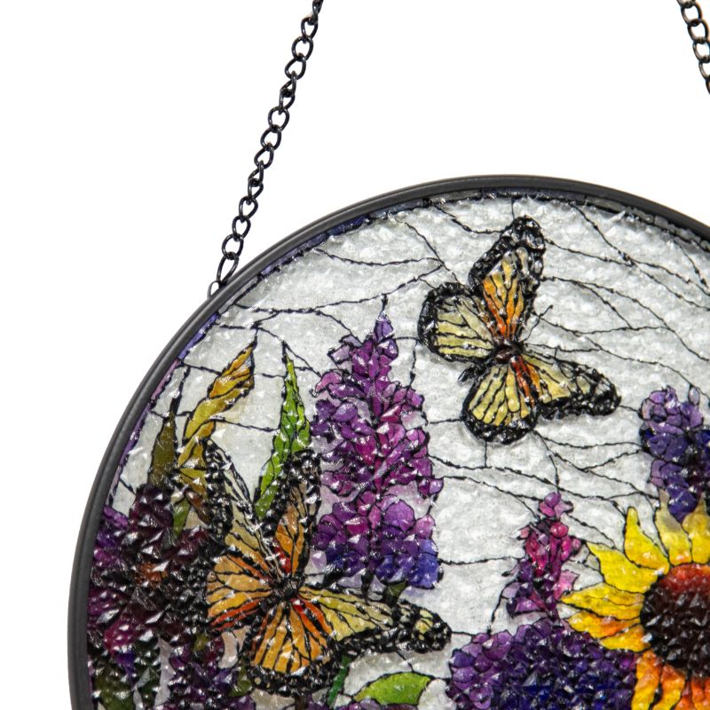 Flowers + Butterflies Stained Glass Sun Catcher 20x0.2x20-35cm