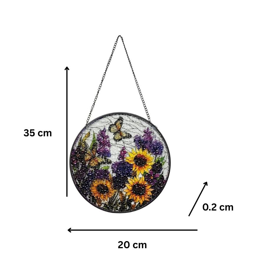 Flowers + Butterflies Stained Glass Sun Catcher 20x0.2x20-35cm