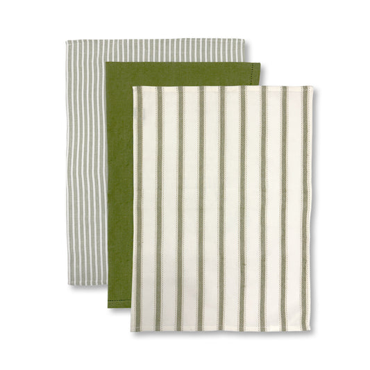 Woven Green Teatowel Pack 3