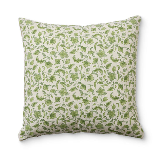 Floriana Green Block Print Cushion 50Cm